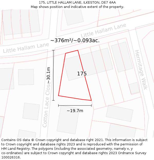 175, LITTLE HALLAM LANE, ILKESTON, DE7 4AA: Plot and title map