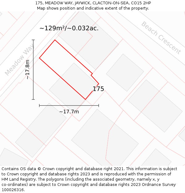 175, MEADOW WAY, JAYWICK, CLACTON-ON-SEA, CO15 2HP: Plot and title map