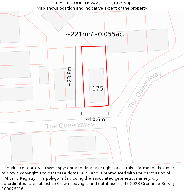 175, THE QUEENSWAY, HULL, HU6 9BJ: Plot and title map