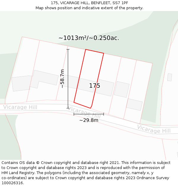 175, VICARAGE HILL, BENFLEET, SS7 1PF: Plot and title map