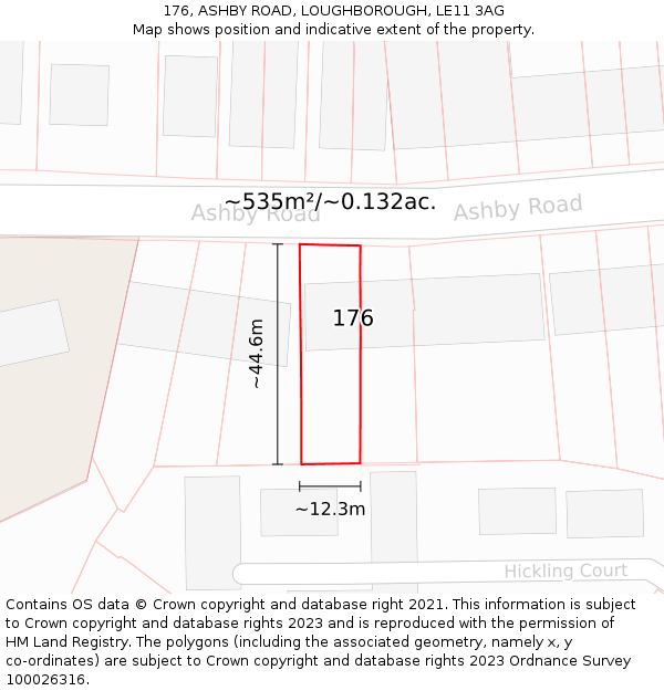 176, ASHBY ROAD, LOUGHBOROUGH, LE11 3AG: Plot and title map