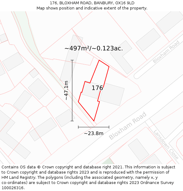 176, BLOXHAM ROAD, BANBURY, OX16 9LD: Plot and title map