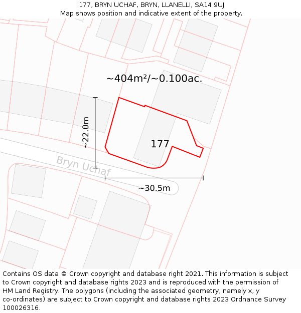 177, BRYN UCHAF, BRYN, LLANELLI, SA14 9UJ: Plot and title map