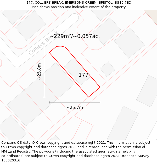 177, COLLIERS BREAK, EMERSONS GREEN, BRISTOL, BS16 7ED: Plot and title map