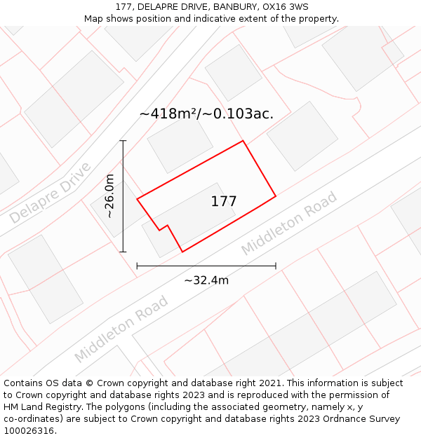 177, DELAPRE DRIVE, BANBURY, OX16 3WS: Plot and title map