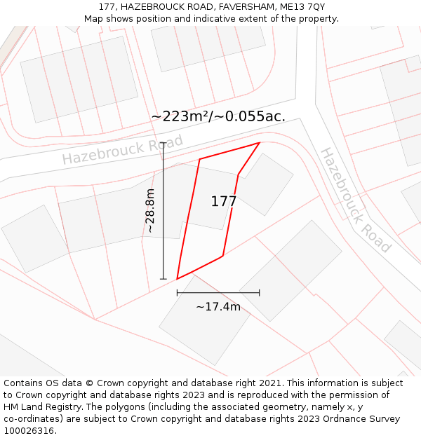 177, HAZEBROUCK ROAD, FAVERSHAM, ME13 7QY: Plot and title map