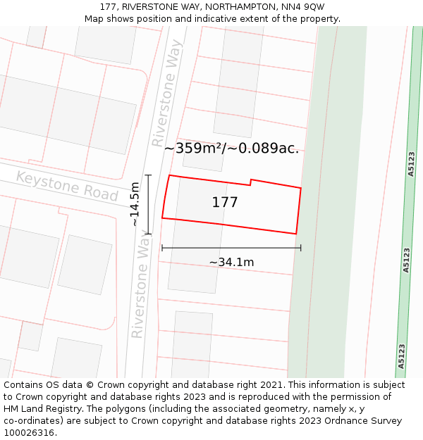 177, RIVERSTONE WAY, NORTHAMPTON, NN4 9QW: Plot and title map