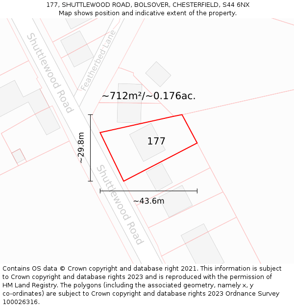 177, SHUTTLEWOOD ROAD, BOLSOVER, CHESTERFIELD, S44 6NX: Plot and title map