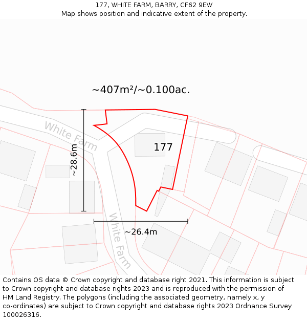 177, WHITE FARM, BARRY, CF62 9EW: Plot and title map