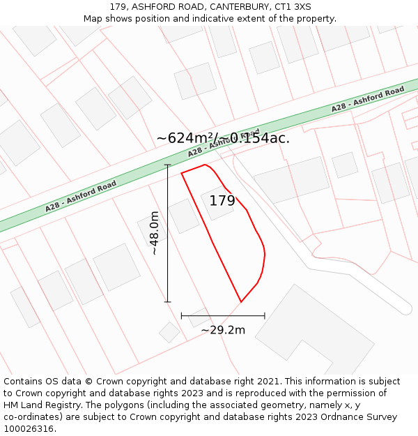 179, ASHFORD ROAD, CANTERBURY, CT1 3XS: Plot and title map