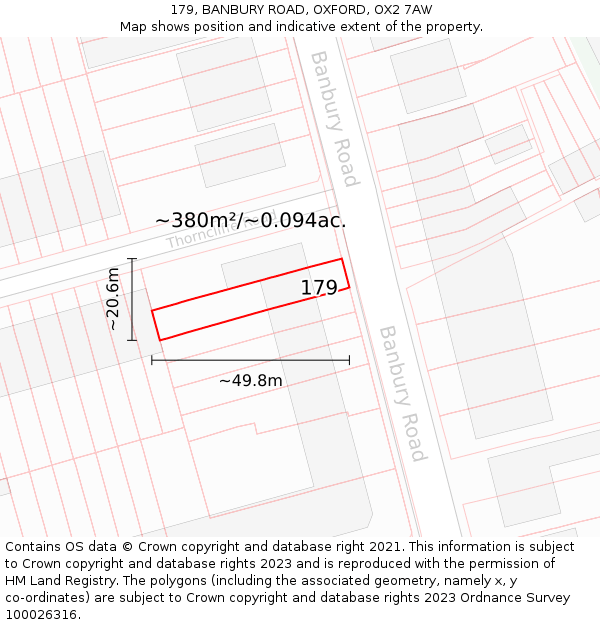 179, BANBURY ROAD, OXFORD, OX2 7AW: Plot and title map