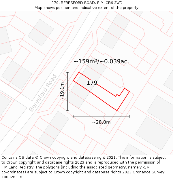 179, BERESFORD ROAD, ELY, CB6 3WD: Plot and title map