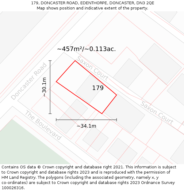 179, DONCASTER ROAD, EDENTHORPE, DONCASTER, DN3 2QE: Plot and title map