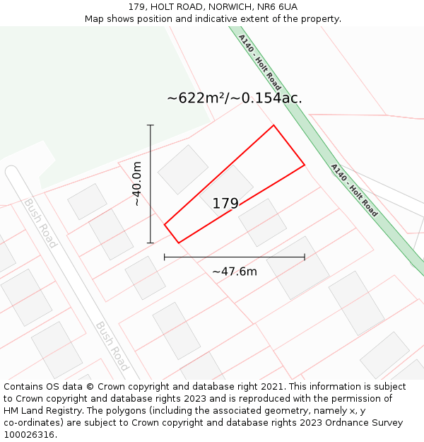 179, HOLT ROAD, NORWICH, NR6 6UA: Plot and title map