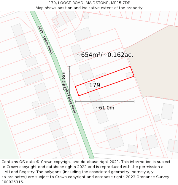 179, LOOSE ROAD, MAIDSTONE, ME15 7DP: Plot and title map