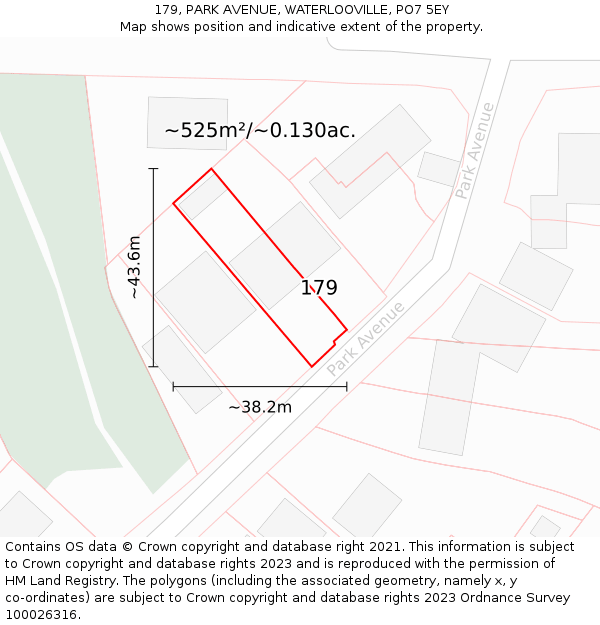179, PARK AVENUE, WATERLOOVILLE, PO7 5EY: Plot and title map