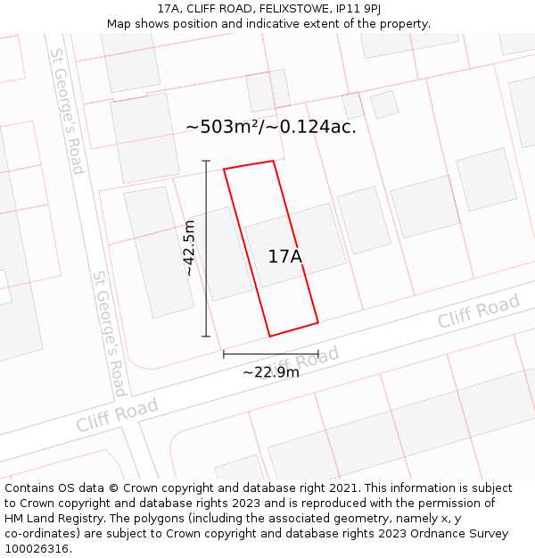 17A, CLIFF ROAD, FELIXSTOWE, IP11 9PJ: Plot and title map