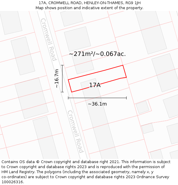 17A, CROMWELL ROAD, HENLEY-ON-THAMES, RG9 1JH: Plot and title map