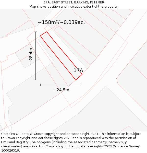 17A, EAST STREET, BARKING, IG11 8ER: Plot and title map