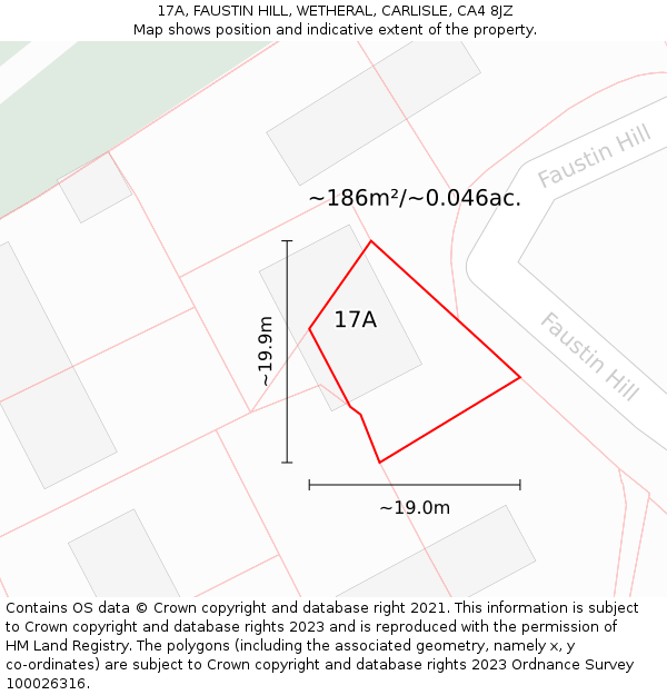 17A, FAUSTIN HILL, WETHERAL, CARLISLE, CA4 8JZ: Plot and title map