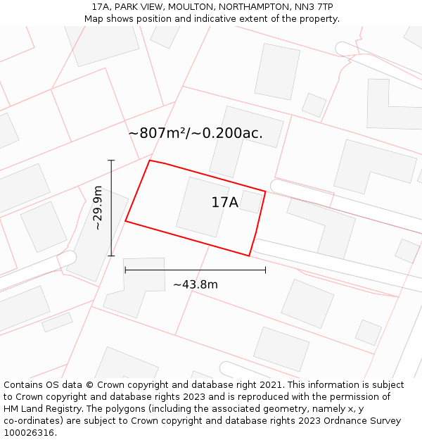 17A, PARK VIEW, MOULTON, NORTHAMPTON, NN3 7TP: Plot and title map