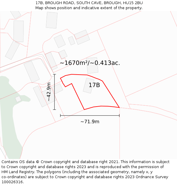 17B, BROUGH ROAD, SOUTH CAVE, BROUGH, HU15 2BU: Plot and title map