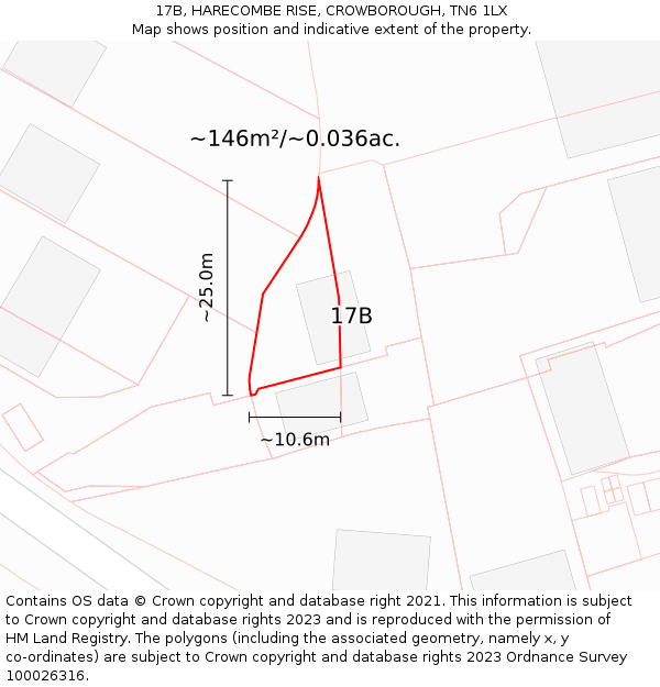 17B, HARECOMBE RISE, CROWBOROUGH, TN6 1LX: Plot and title map