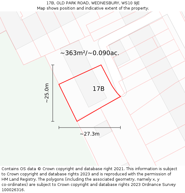 17B, OLD PARK ROAD, WEDNESBURY, WS10 9JE: Plot and title map