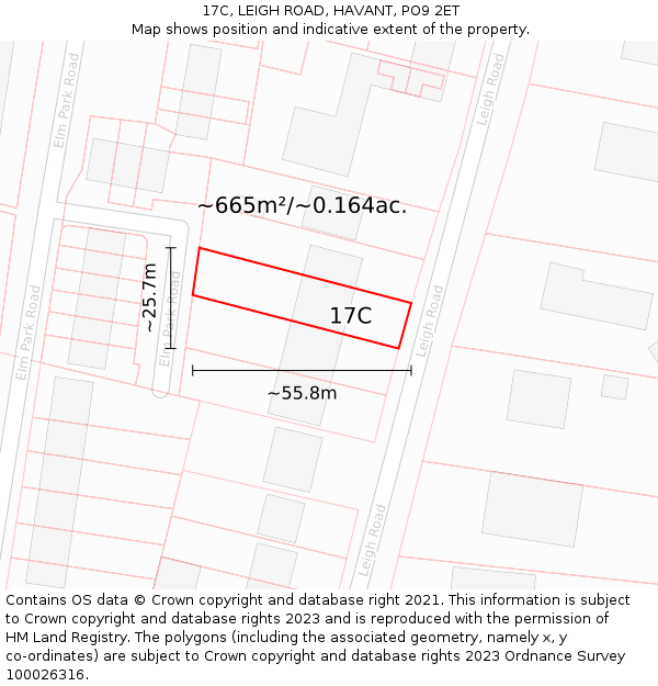 17C, LEIGH ROAD, HAVANT, PO9 2ET: Plot and title map