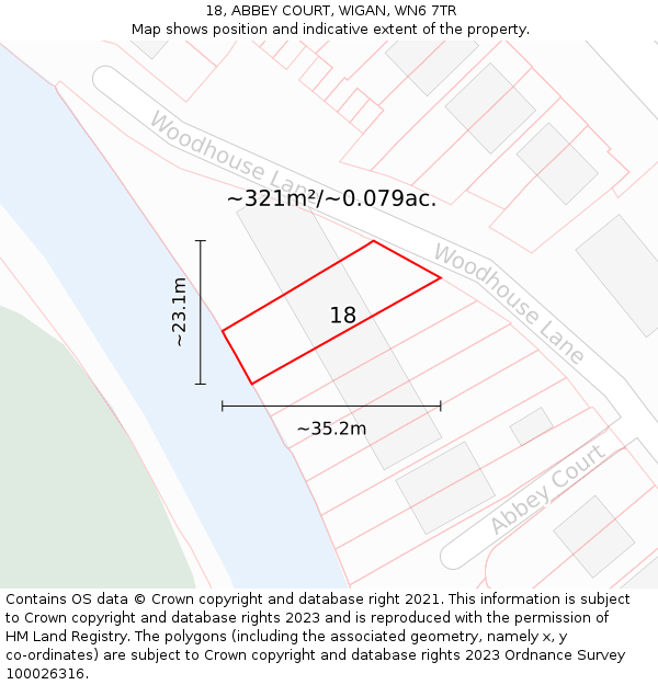 18, ABBEY COURT, WIGAN, WN6 7TR: Plot and title map