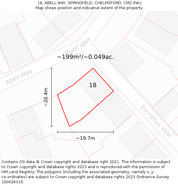 18, ABELL WAY, SPRINGFIELD, CHELMSFORD, CM2 6WU: Plot and title map