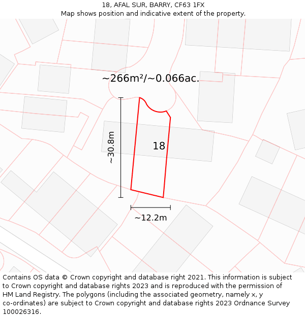 18, AFAL SUR, BARRY, CF63 1FX: Plot and title map