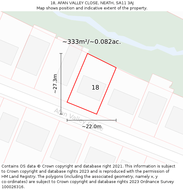 18, AFAN VALLEY CLOSE, NEATH, SA11 3AJ: Plot and title map