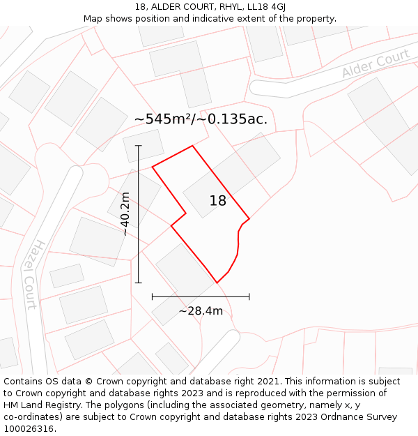 18, ALDER COURT, RHYL, LL18 4GJ: Plot and title map