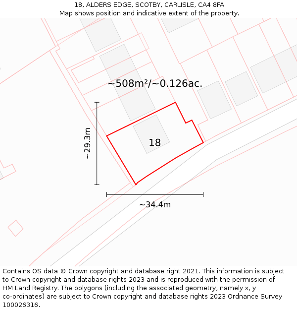 18, ALDERS EDGE, SCOTBY, CARLISLE, CA4 8FA: Plot and title map