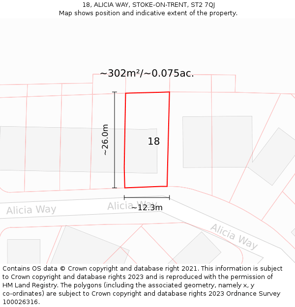 18, ALICIA WAY, STOKE-ON-TRENT, ST2 7QJ: Plot and title map