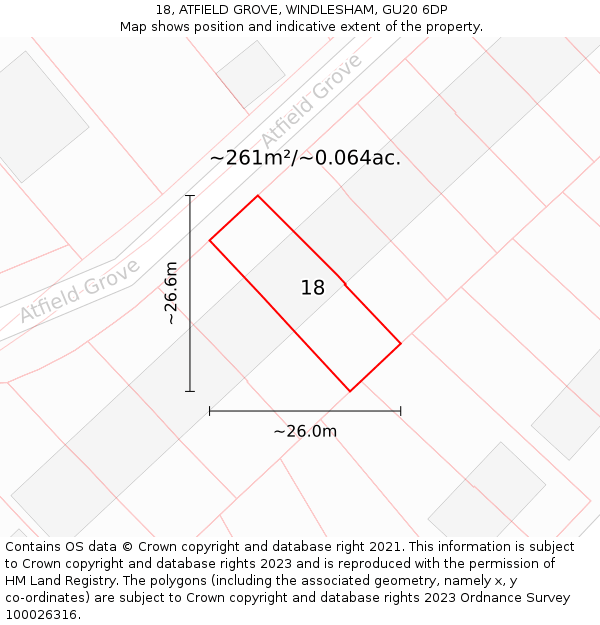 18, ATFIELD GROVE, WINDLESHAM, GU20 6DP: Plot and title map