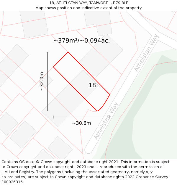 18, ATHELSTAN WAY, TAMWORTH, B79 8LB: Plot and title map