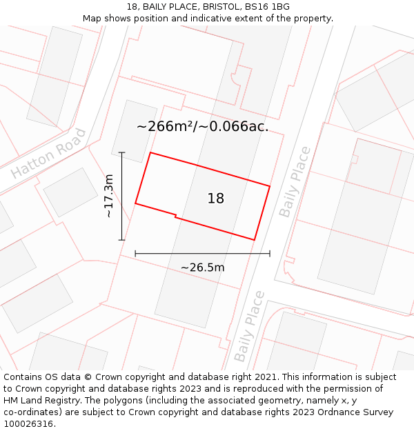 18, BAILY PLACE, BRISTOL, BS16 1BG: Plot and title map