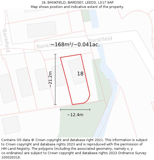 18, BANKFIELD, BARDSEY, LEEDS, LS17 9AP: Plot and title map