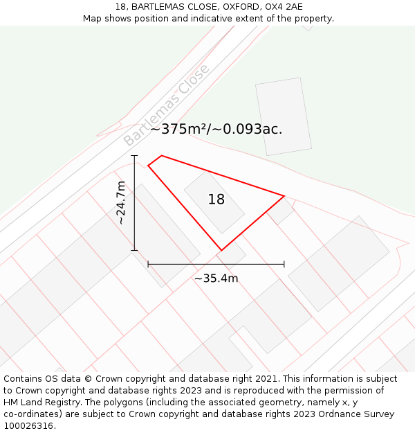 18, BARTLEMAS CLOSE, OXFORD, OX4 2AE: Plot and title map