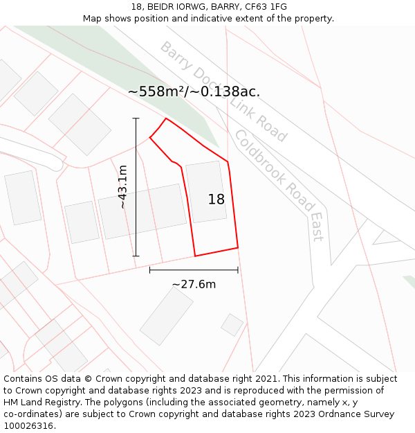 18, BEIDR IORWG, BARRY, CF63 1FG: Plot and title map