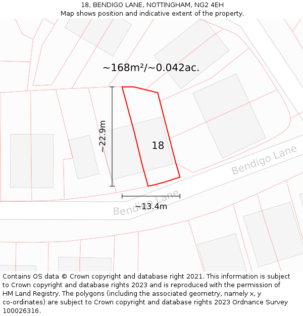 18, BENDIGO LANE, NOTTINGHAM, NG2 4EH: Plot and title map