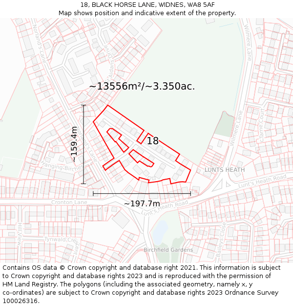 18, BLACK HORSE LANE, WIDNES, WA8 5AF: Plot and title map