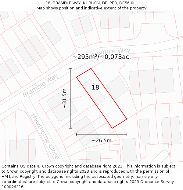 18, BRAMBLE WAY, KILBURN, BELPER, DE56 0LH: Plot and title map