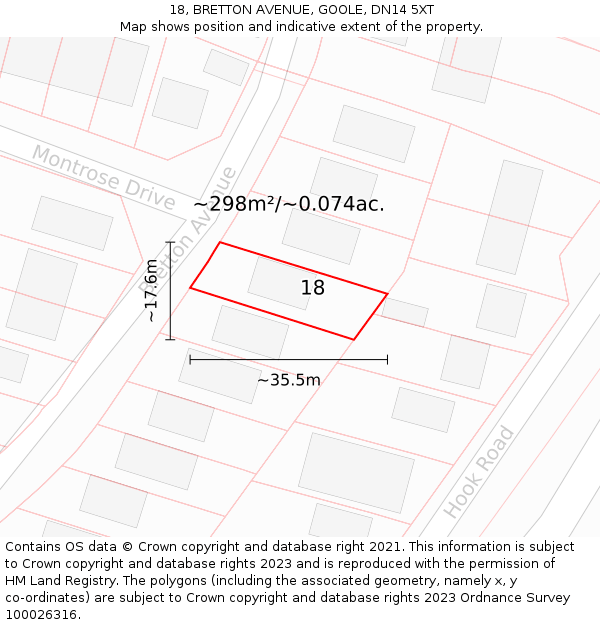 18, BRETTON AVENUE, GOOLE, DN14 5XT: Plot and title map