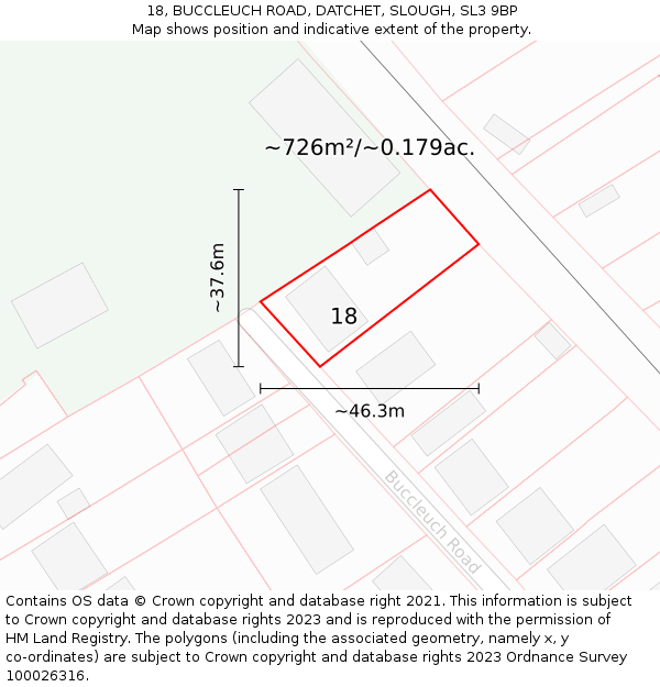 18, BUCCLEUCH ROAD, DATCHET, SLOUGH, SL3 9BP: Plot and title map