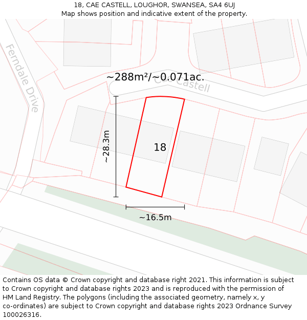 18, CAE CASTELL, LOUGHOR, SWANSEA, SA4 6UJ: Plot and title map