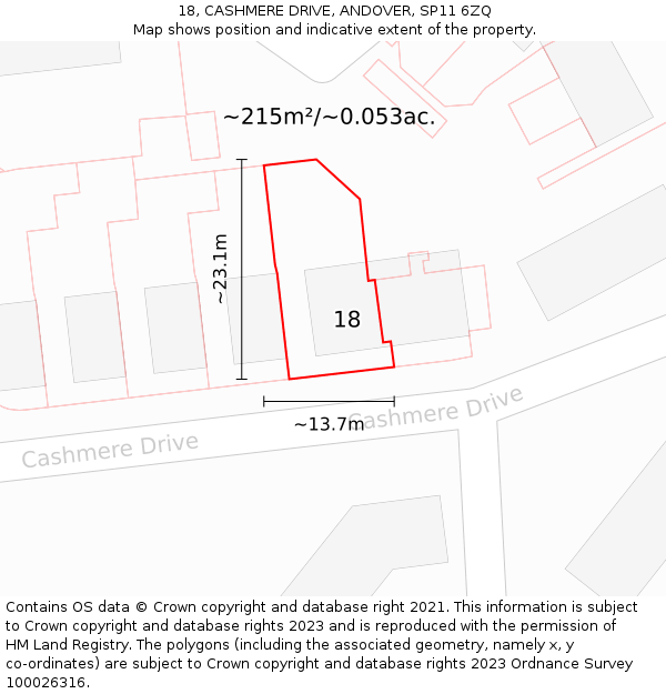 18, CASHMERE DRIVE, ANDOVER, SP11 6ZQ: Plot and title map