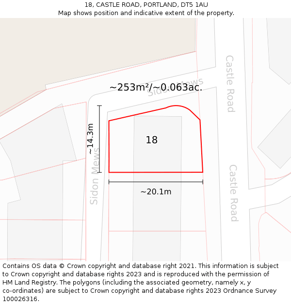 18, CASTLE ROAD, PORTLAND, DT5 1AU: Plot and title map